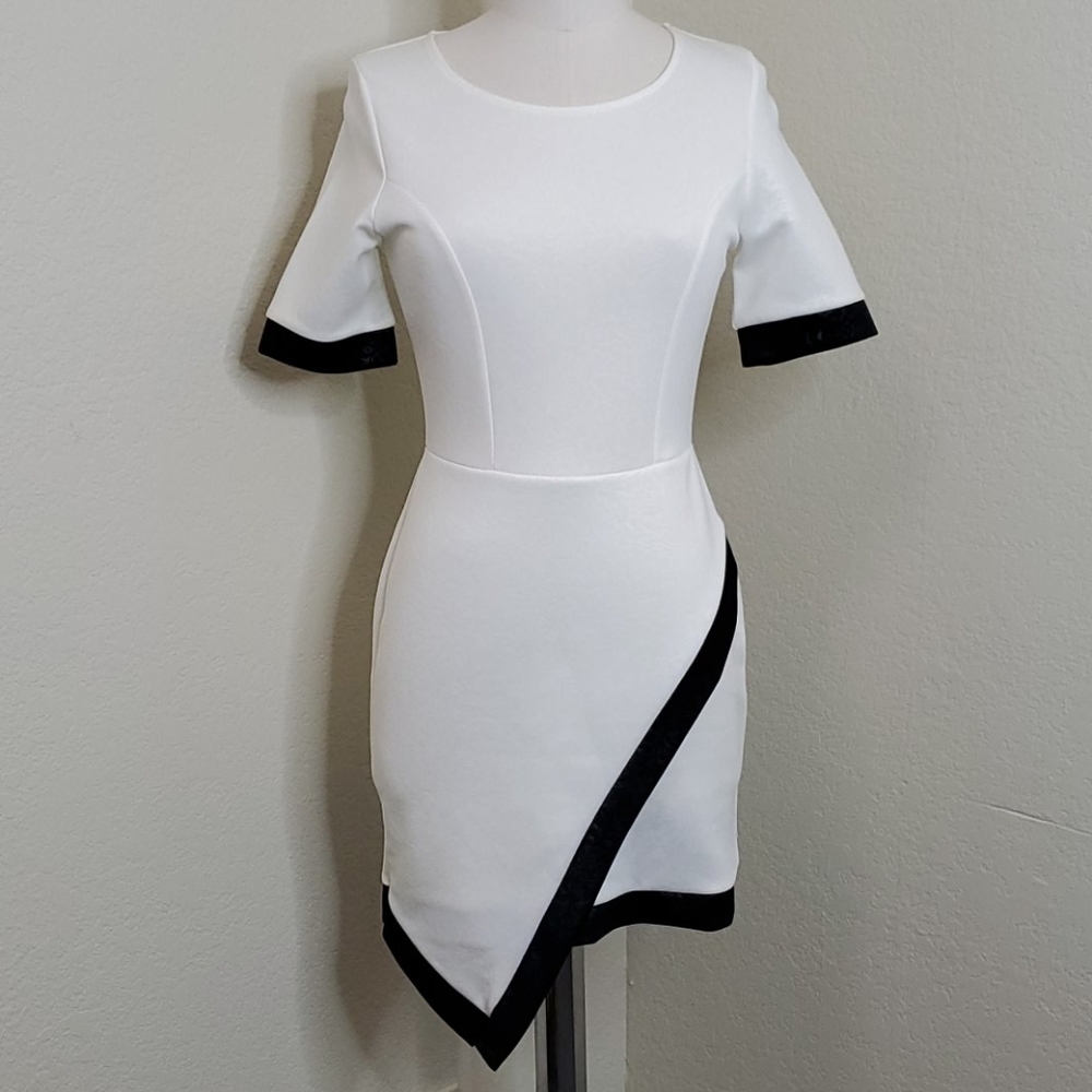 White dress black trim